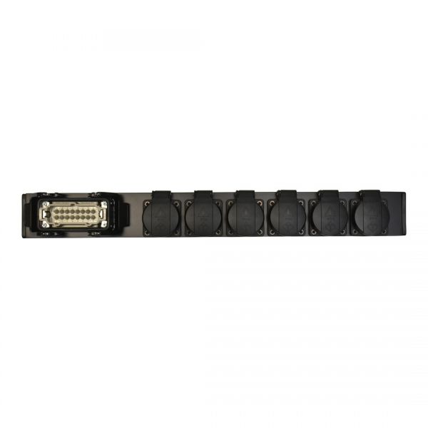 Splittbox 6x Schuko, HAN 16E IN schwarz