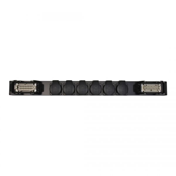 Splittbox 6x Schuko, HAN 16E IN/OUT schwarz